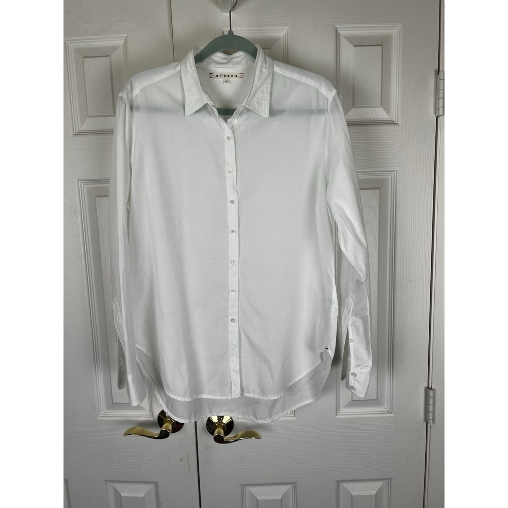XiRENA Size S Button-Up Blouse Top White Lightweight 100% Cotton USA Made